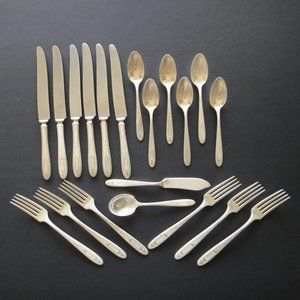 20 Pc Antique Silverplate 1921 GROSVENOR Flatware Oneida Community Plate No Mono